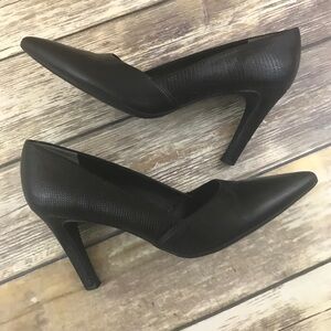 Franco Sarto Black Textured Point Toe Heels Size 9